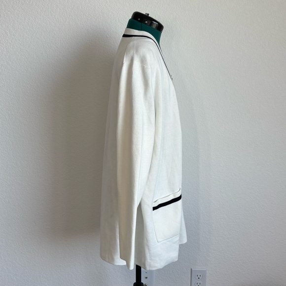 J. Crew Women's White and Black Open Front Cardigan Sweater - Picture 3 of 8
